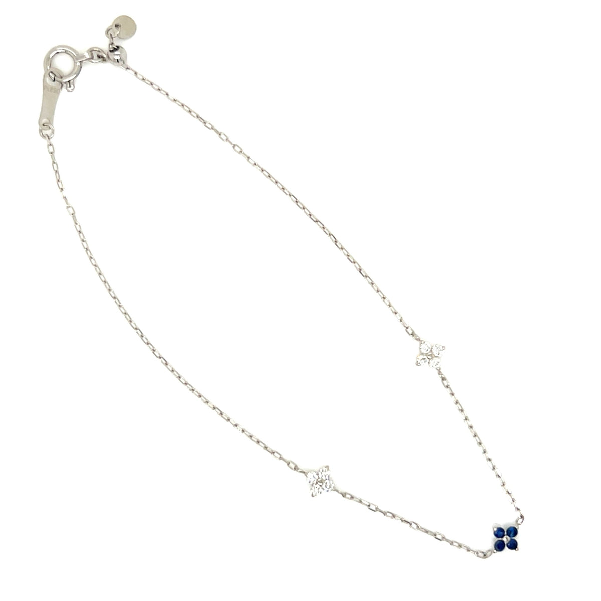 Sapphire Clover Station Bracelet 0.05/0.1ct - JMW Jewelry Wholesale