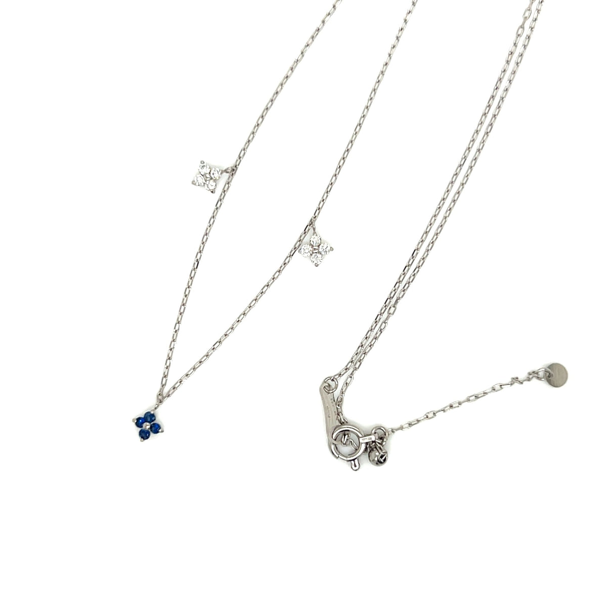 Sapphire Clover Station Necklace 0.05/0.1ct - JMW Jewelry Wholesale