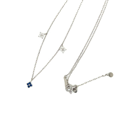 Sapphire Clover Station Necklace 0.05/0.1ct - JMW Jewelry Wholesale
