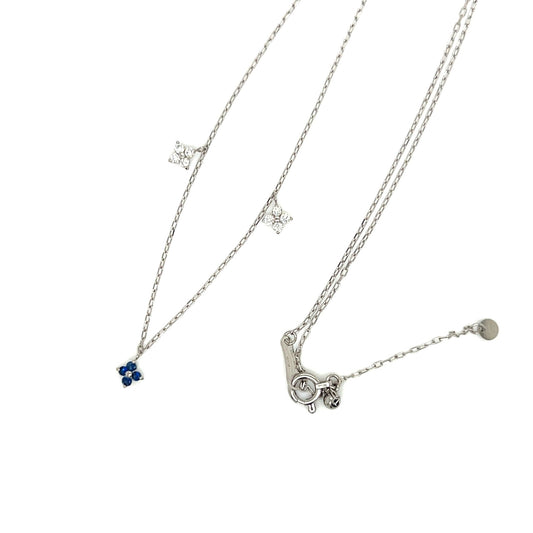 Sapphire Clover Station Necklace 0.05/0.1ct - JMW Jewelry Wholesale