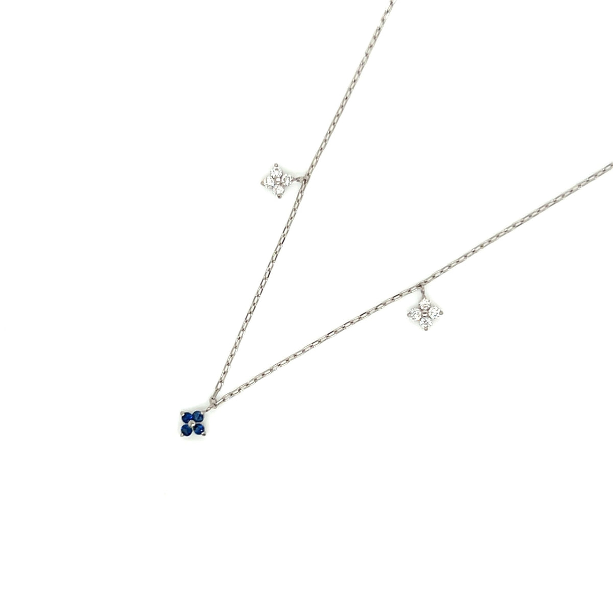 Sapphire Clover Station Necklace 0.05/0.1ct - JMW Jewelry Wholesale