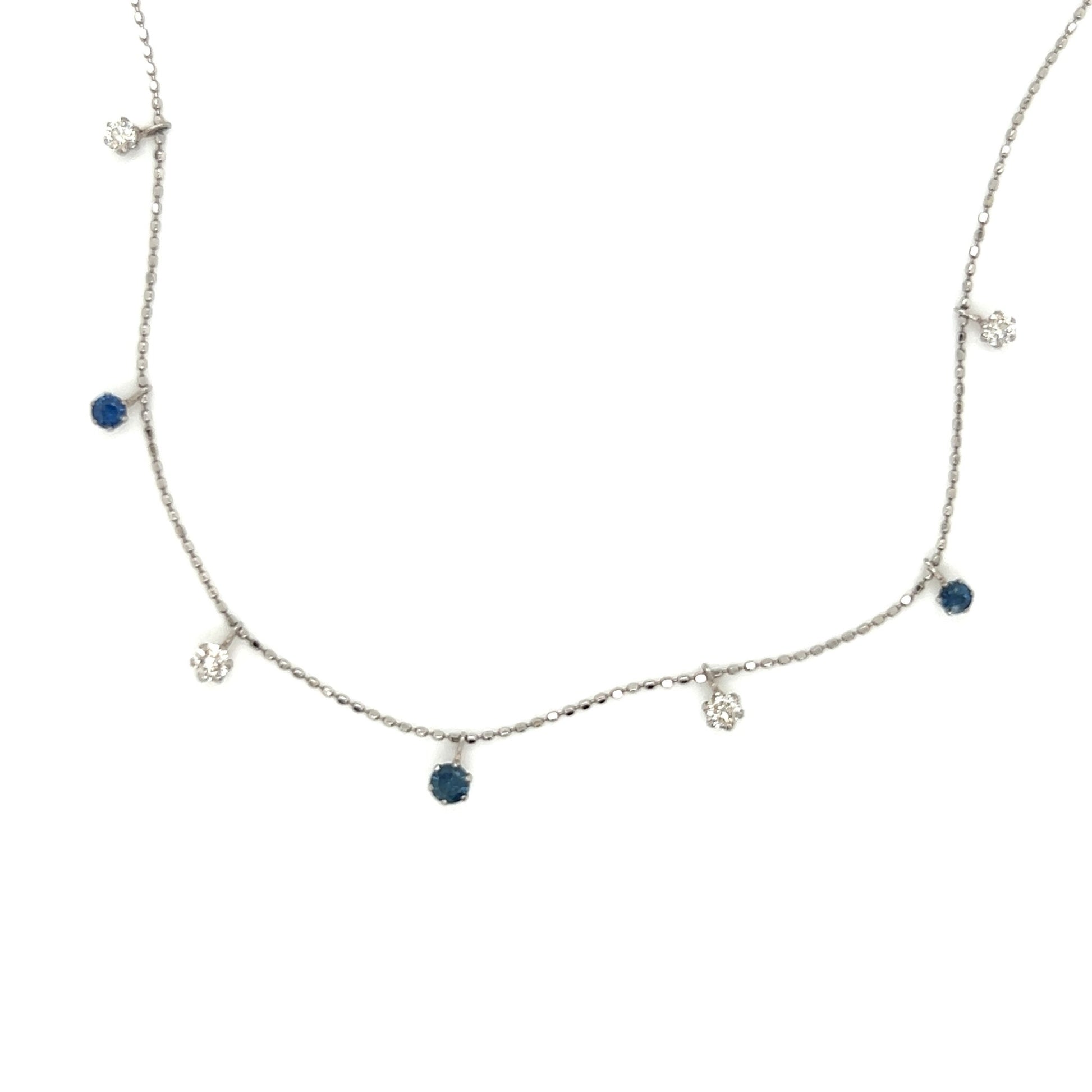 Sapphire Station Necklace 0.3/0.26ct - JMW Jewelry Wholesale