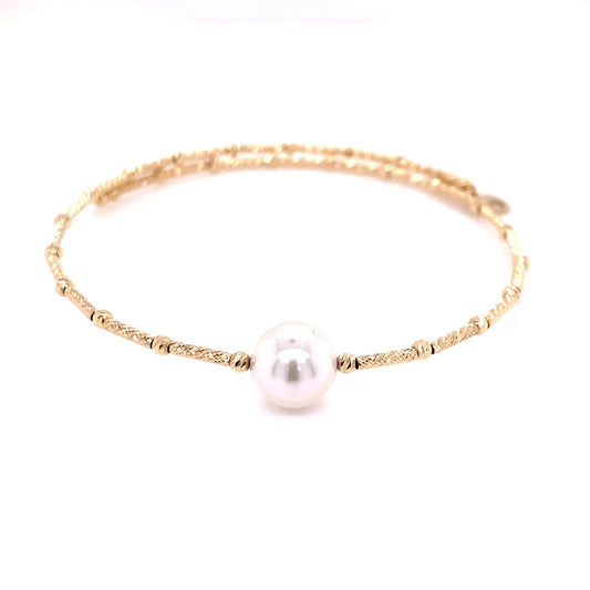 Single Akoya Pearl Flexi Bangle - JMW Jewelry Wholesale