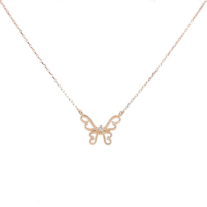 Single Dia Butterfly Necklace 0.01ct - JMW Jewelry Wholesale