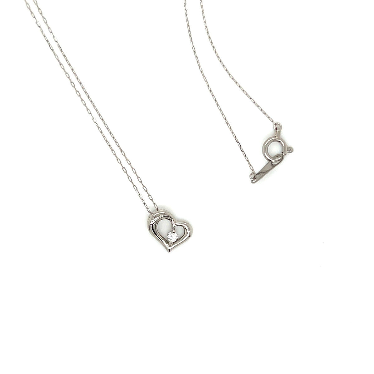 Single Dia Curved Heart Necklace 0.03ct - JMW Jewelry Wholesale