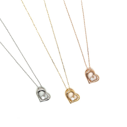 Single Dia Curved Heart Necklace 0.03ct - JMW Jewelry Wholesale