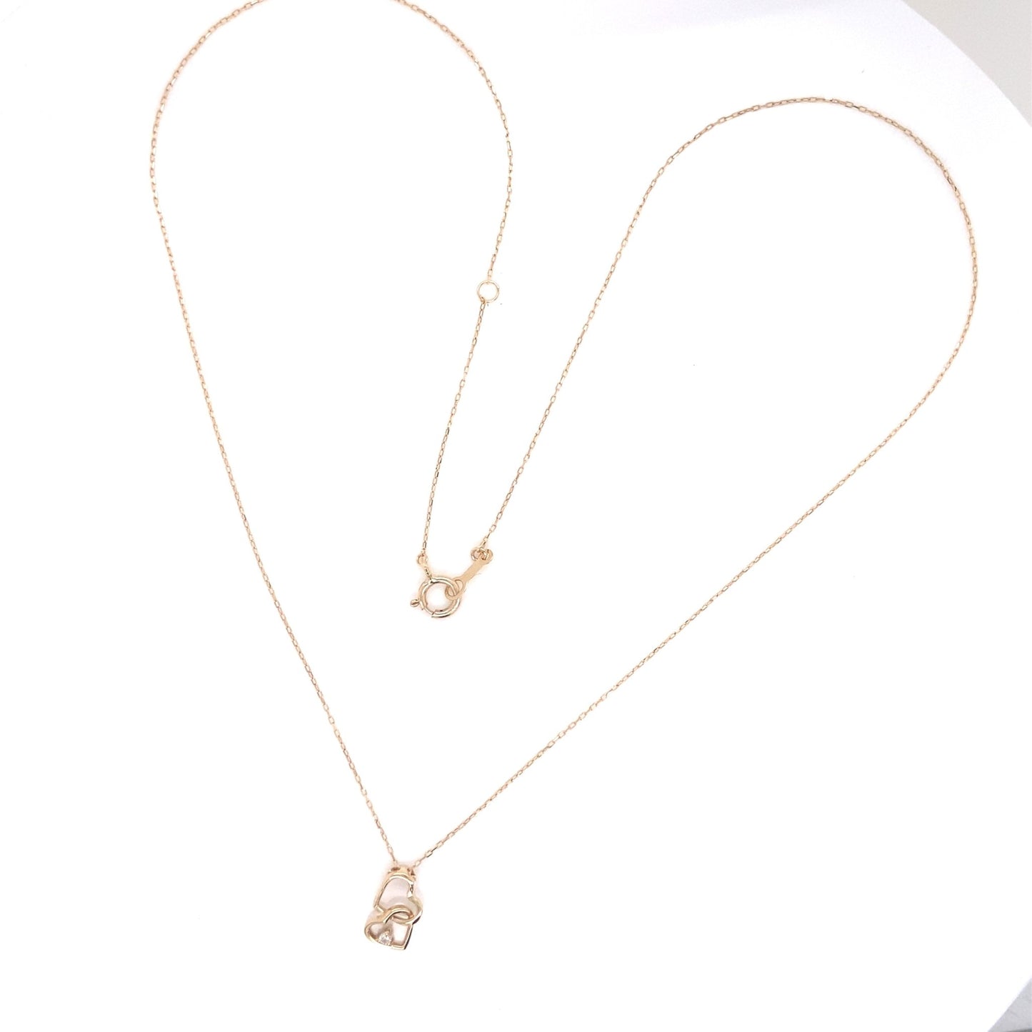 Single Dia Double Heart Necklace 0.01ct - JMW Jewelry Wholesale