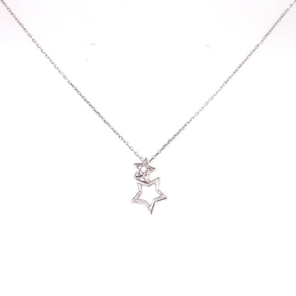 Single Dia Double Star Necklace 0.01ct - JMW Jewelry Wholesale