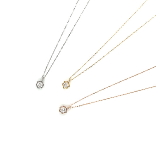 Single Dia Flower Necklace 0.1ct - JMW Jewelry Wholesale