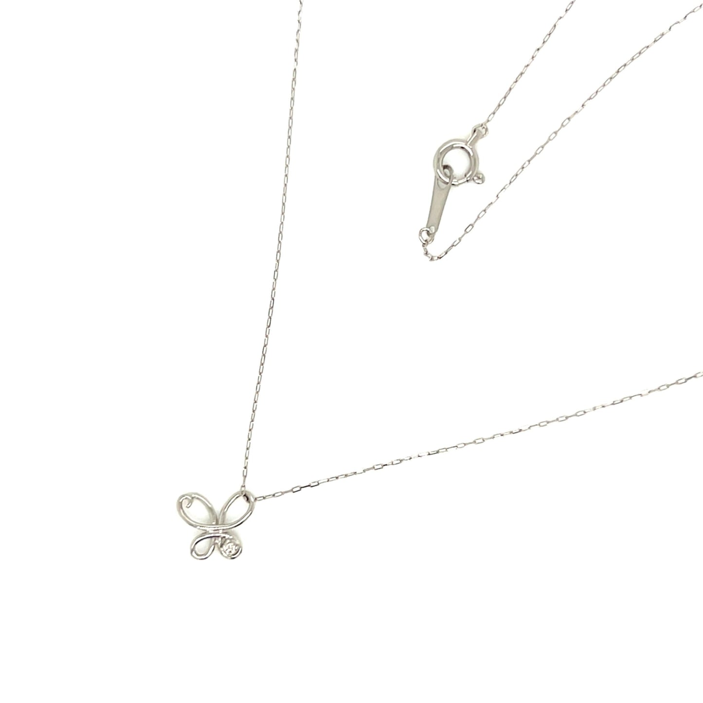 Single Dia Hollow Butterfly Necklace 0.01ct - JMW Jewelry Wholesale