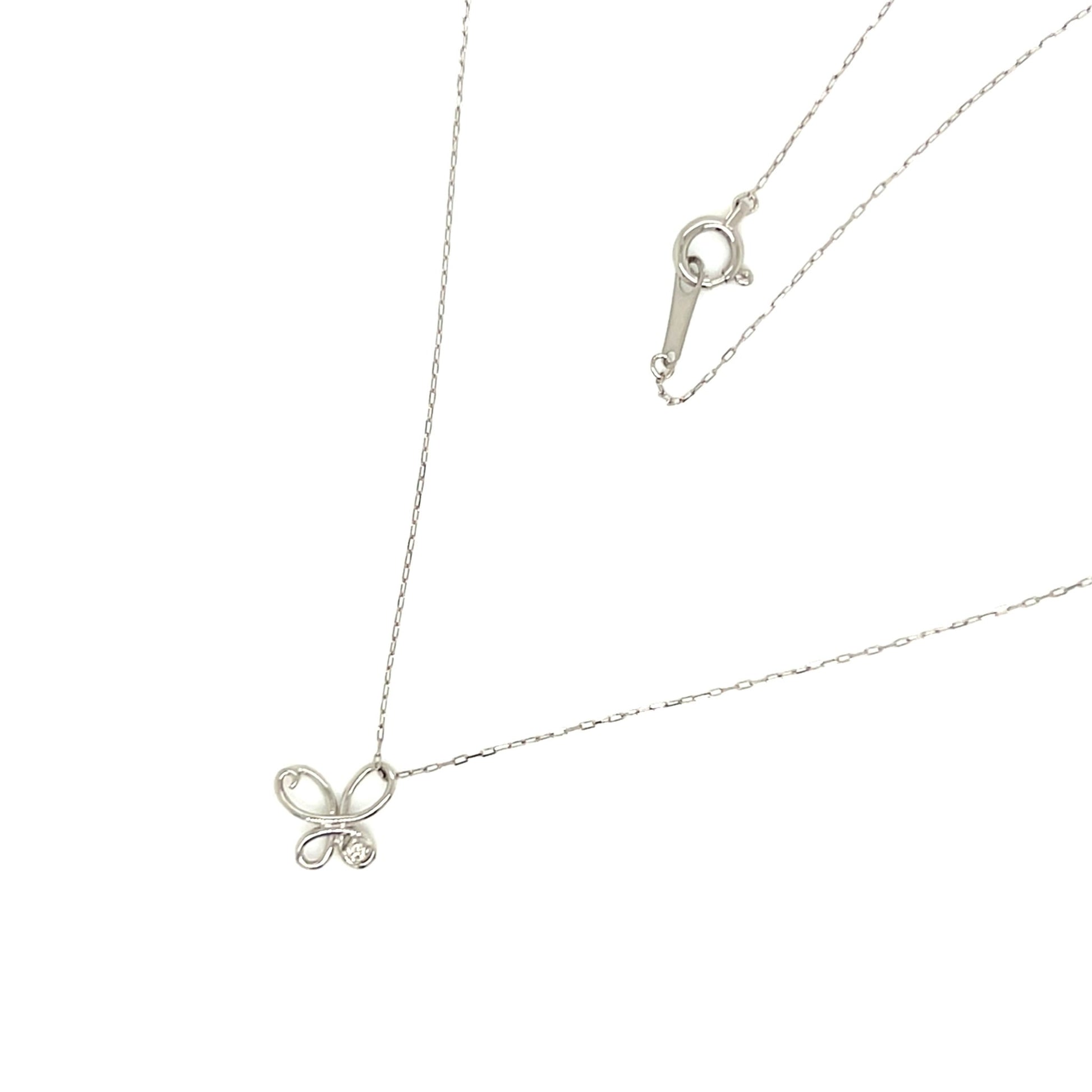 Single Dia Hollow Butterfly Necklace 0.01ct - JMW Jewelry Wholesale