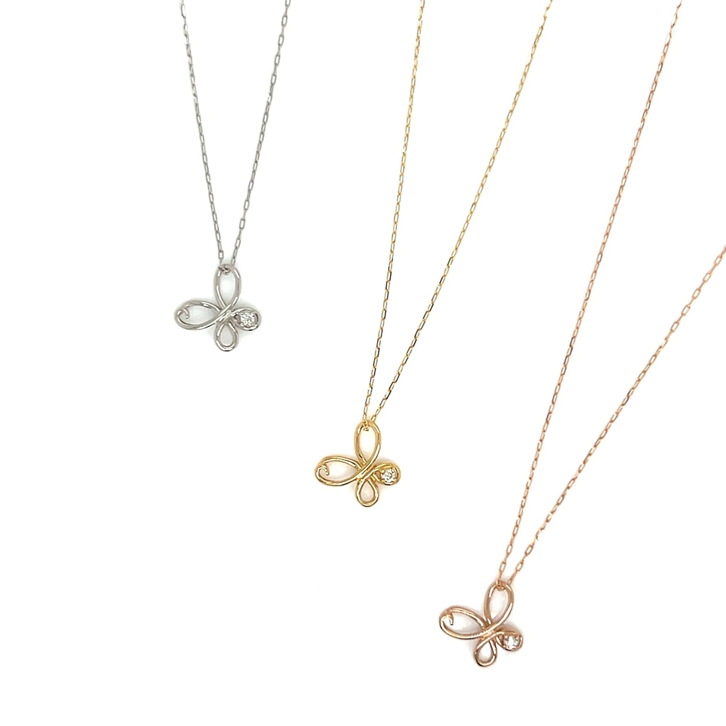 Single Dia Hollow Butterfly Necklace 0.01ct - JMW Jewelry Wholesale