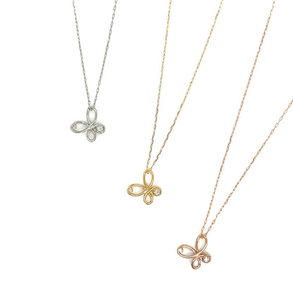 Single Dia Hollow Butterfly Necklace 0.01ct - JMW Jewelry Wholesale