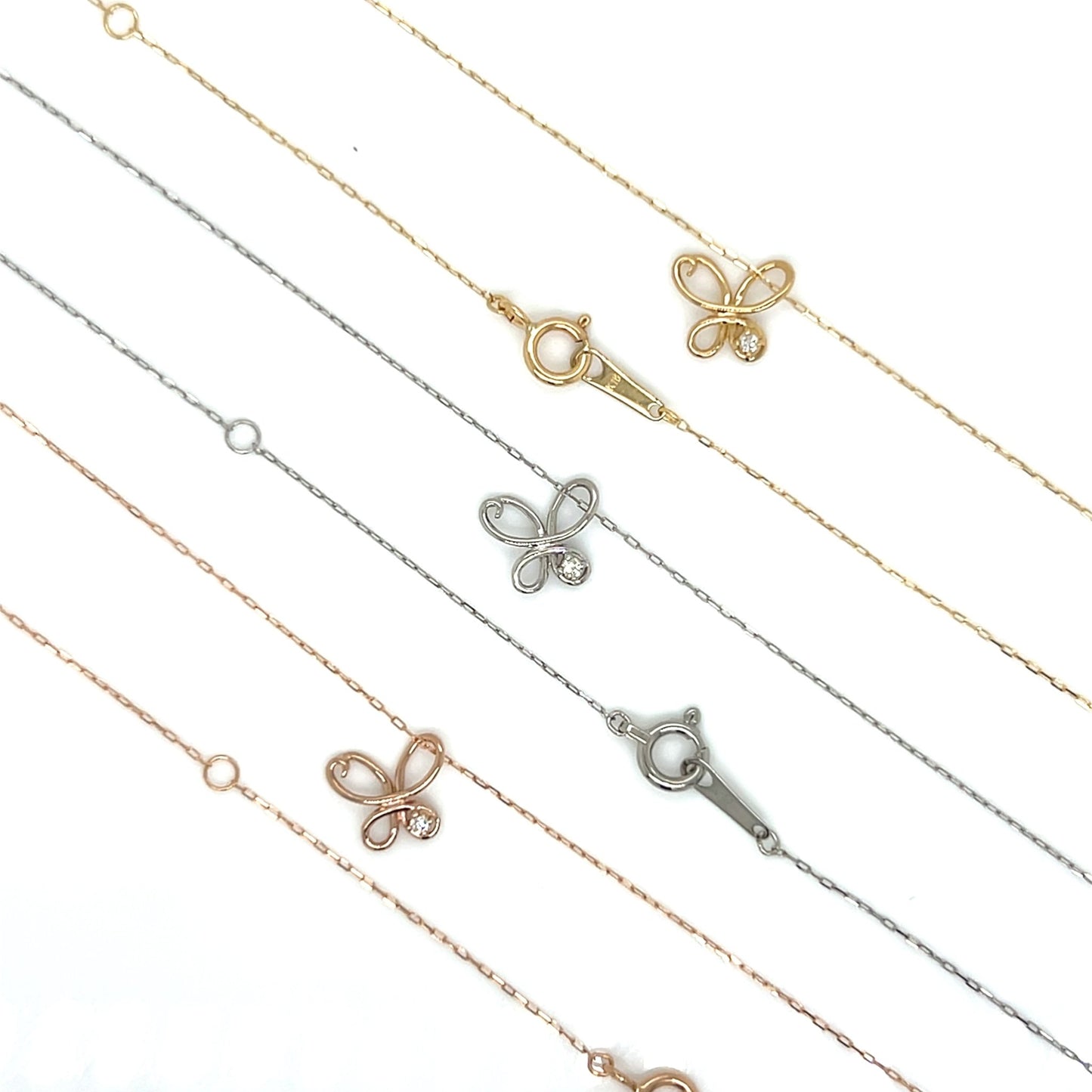 Single Dia Hollow Butterfly Necklace 0.01ct - JMW Jewelry Wholesale