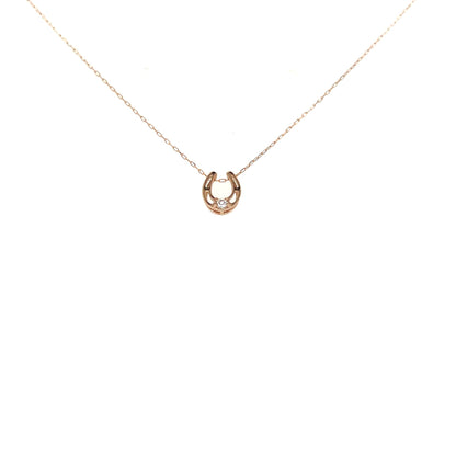 Single Dia Hollow Horseshoe Necklace 0.03ct - JMW Jewelry Wholesale