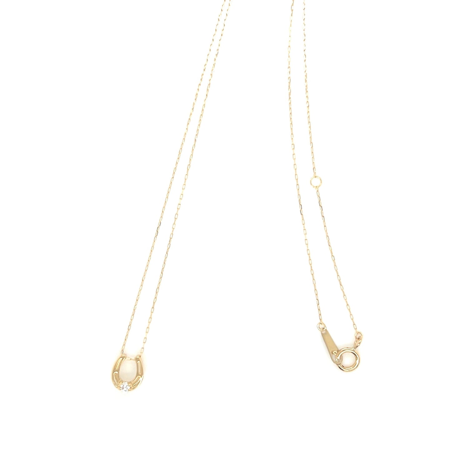 Single Dia Hollow Horseshoe Necklace 0.03ct - JMW Jewelry Wholesale
