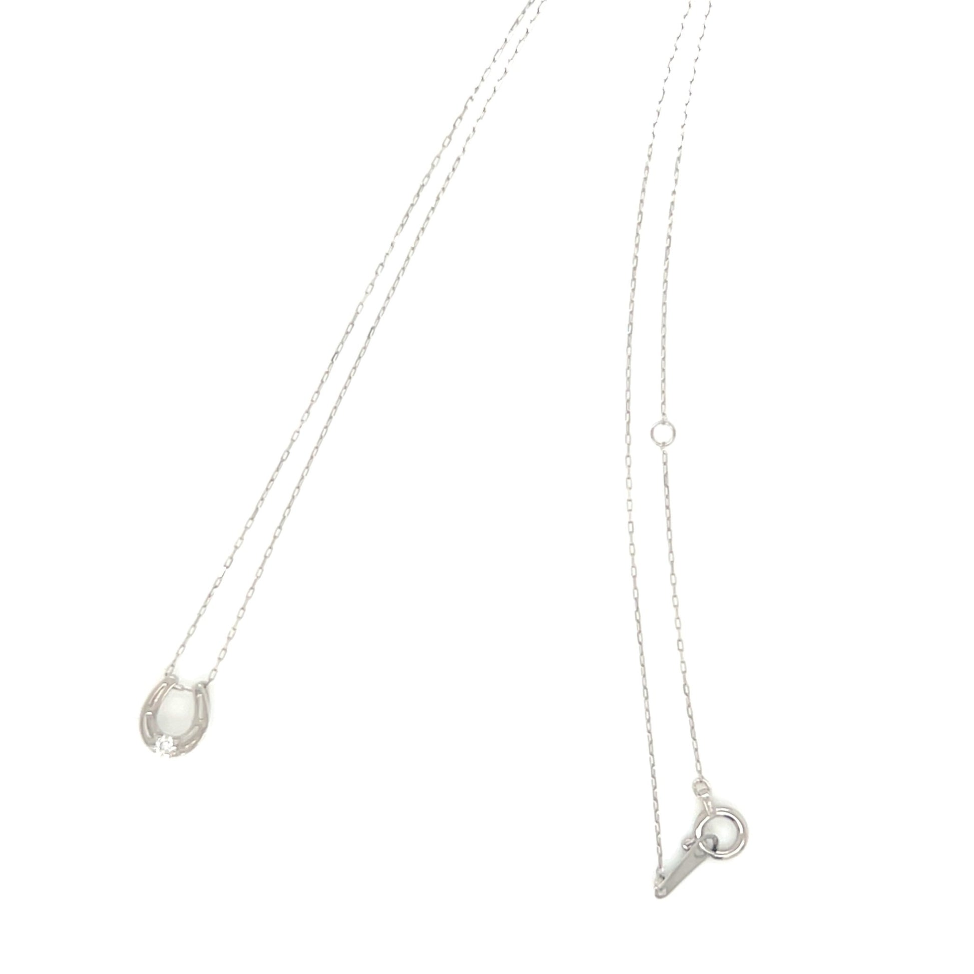 Single Dia Hollow Horseshoe Necklace 0.03ct - JMW Jewelry Wholesale