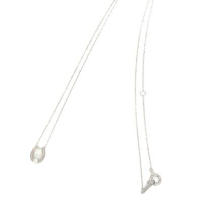 Single Dia Hollow Horseshoe Necklace 0.03ct - JMW Jewelry Wholesale