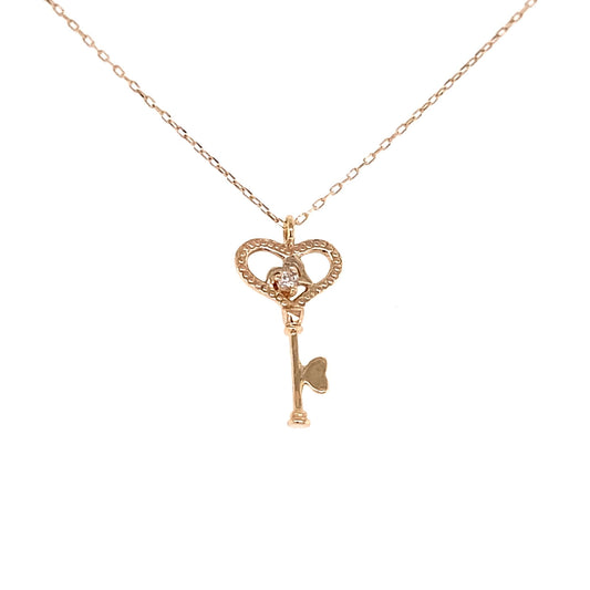 Single Dia Key Necklace 0.01ct - JMW Jewelry Wholesale