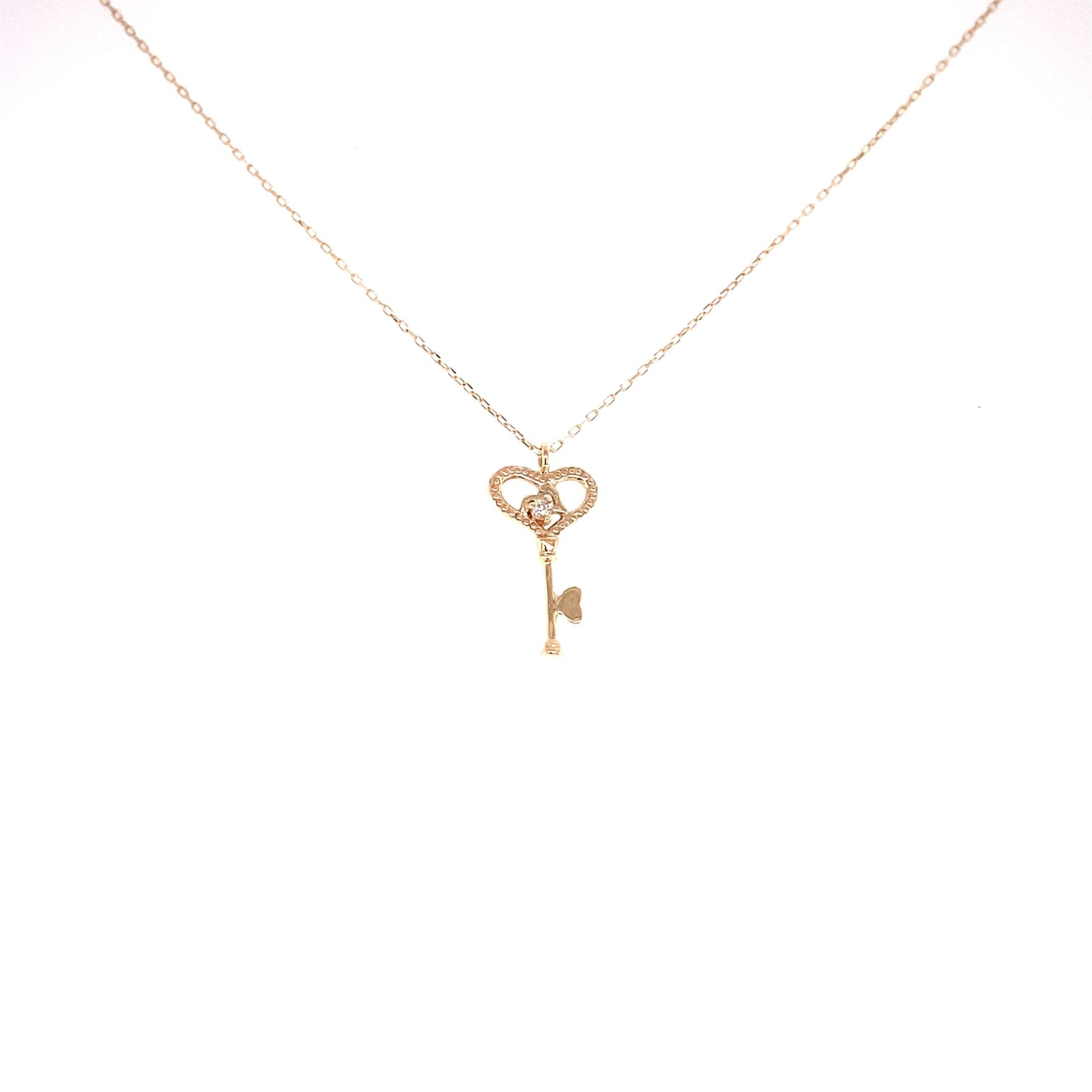 Single Dia Key Necklace 0.01ct - JMW Jewelry Wholesale