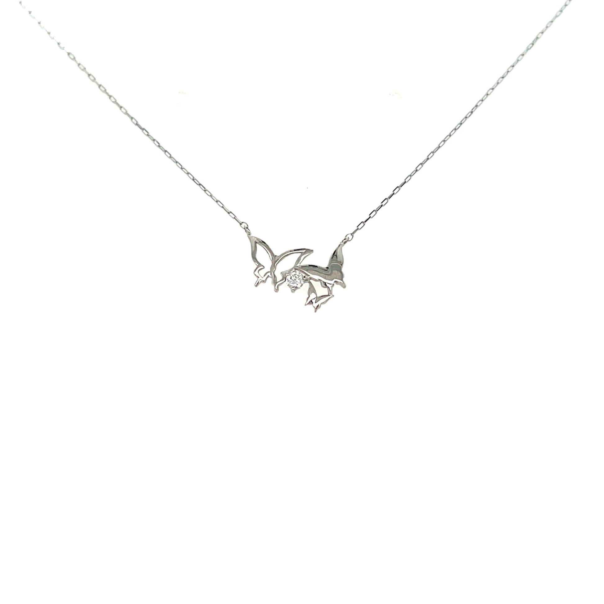 Single Dia Trio Butterfly Necklace 0.03ct - JMW Jewelry Wholesale