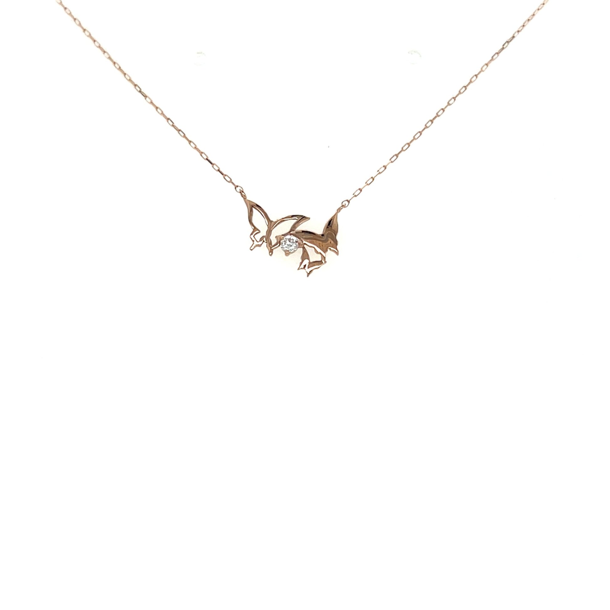 Single Dia Trio Butterfly Necklace 0.03ct - JMW Jewelry Wholesale