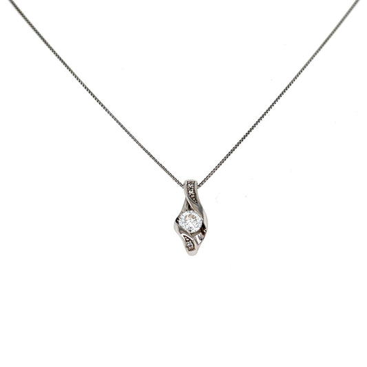 Single Dia Twist Necklace 0.328/0.01ct G/SI1/F (No Certificate book included) - JMW Jewelry Wholesale