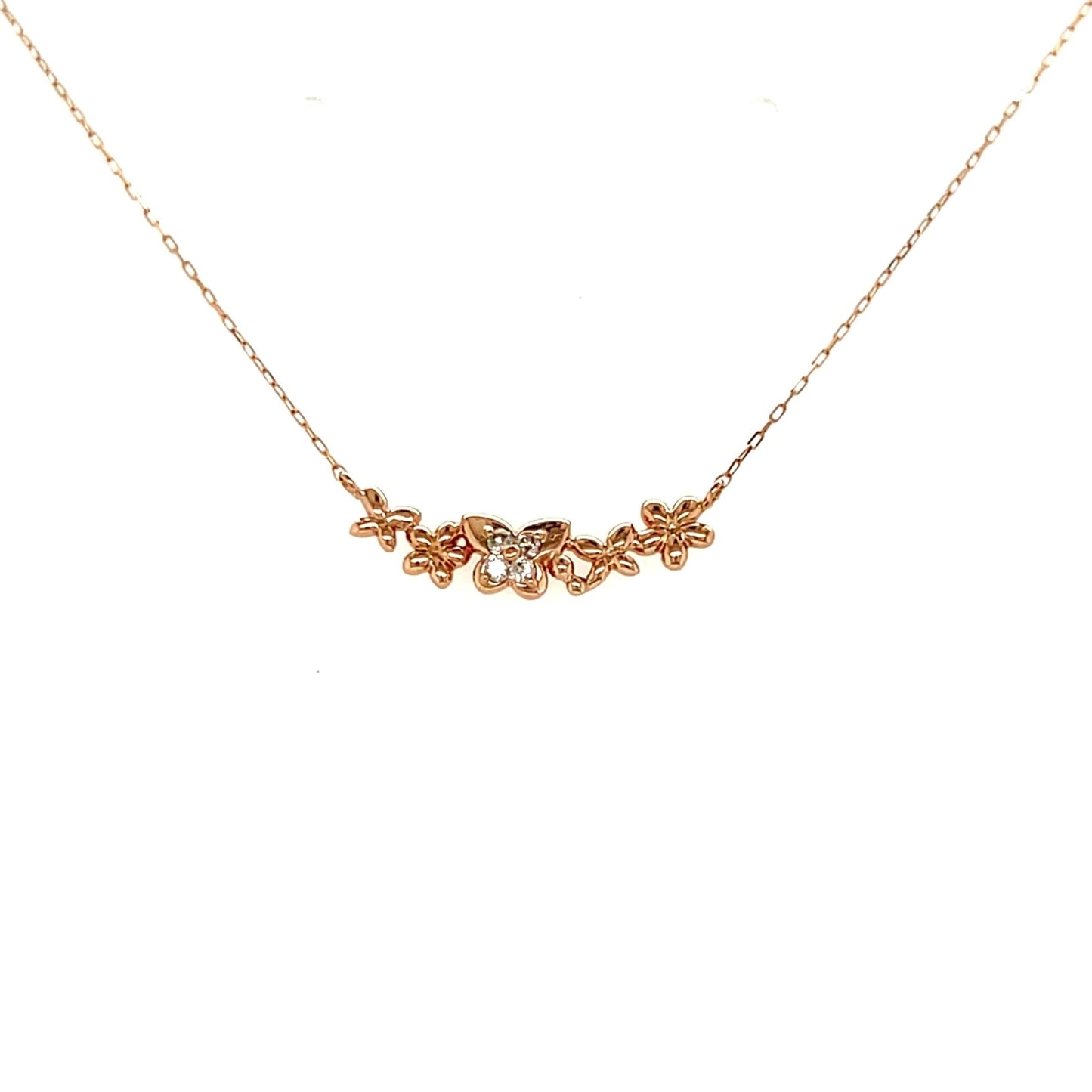 Smile shape Floral Butterfly Necklace 0.04ct - JMW Jewelry Wholesale