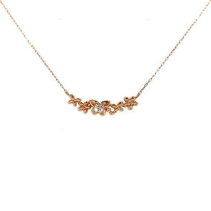 Smile shape Floral Butterfly Necklace 0.04ct - JMW Jewelry Wholesale