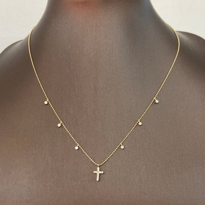 Station Cross Necklace 0.1/0.2ct - JMW Jewelry Wholesale