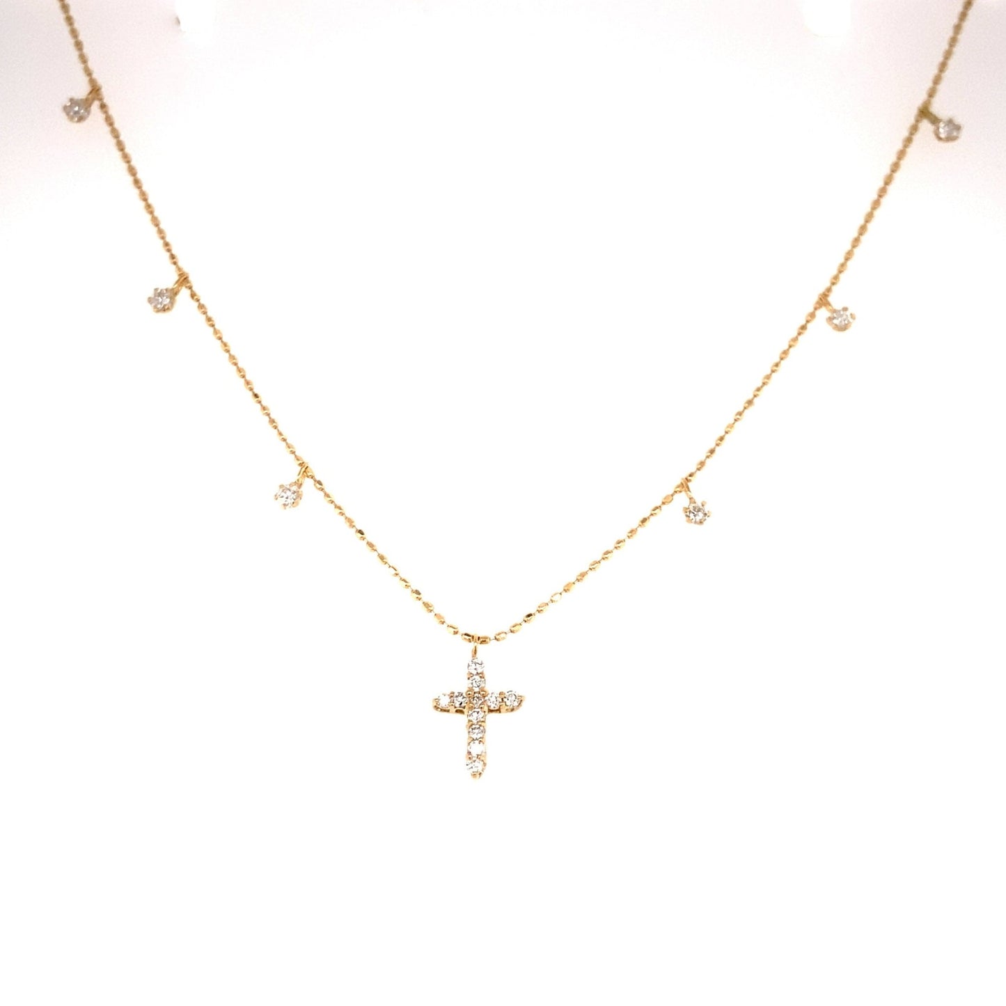 Station Cross Necklace 0.1/0.2ct - JMW Jewelry Wholesale