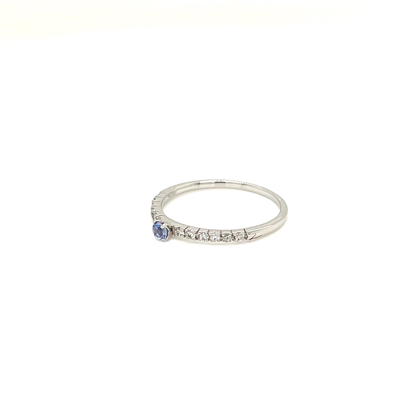 Tanzanite Pinky Four Claw Pave Ring 0.04/0.07ct - JMW Jewelry Wholesale