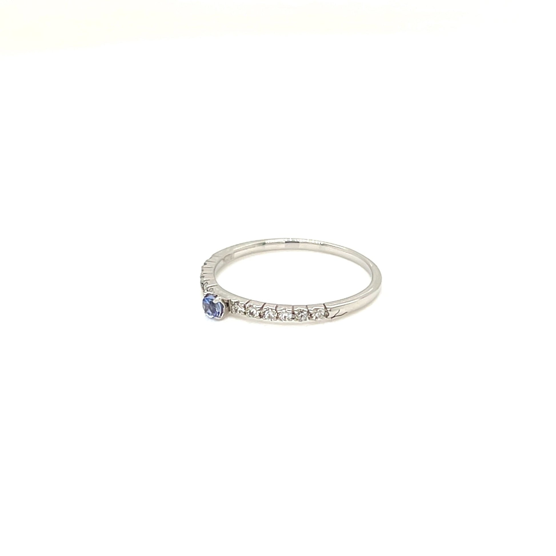 Tanzanite Pinky Four Claw Pave Ring 0.04/0.07ct - JMW Jewelry Wholesale