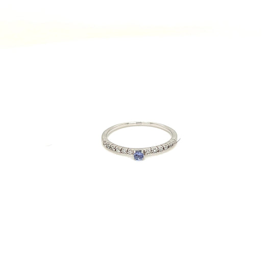 Tanzanite Pinky Four Claw Pave Ring 0.04/0.07ct - JMW Jewelry Wholesale