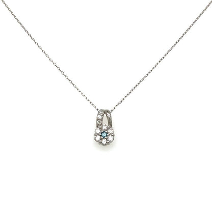 Treated Blue Dia Dangle Flower Necklace 0.02/0.18ct - JMW Jewelry Wholesale