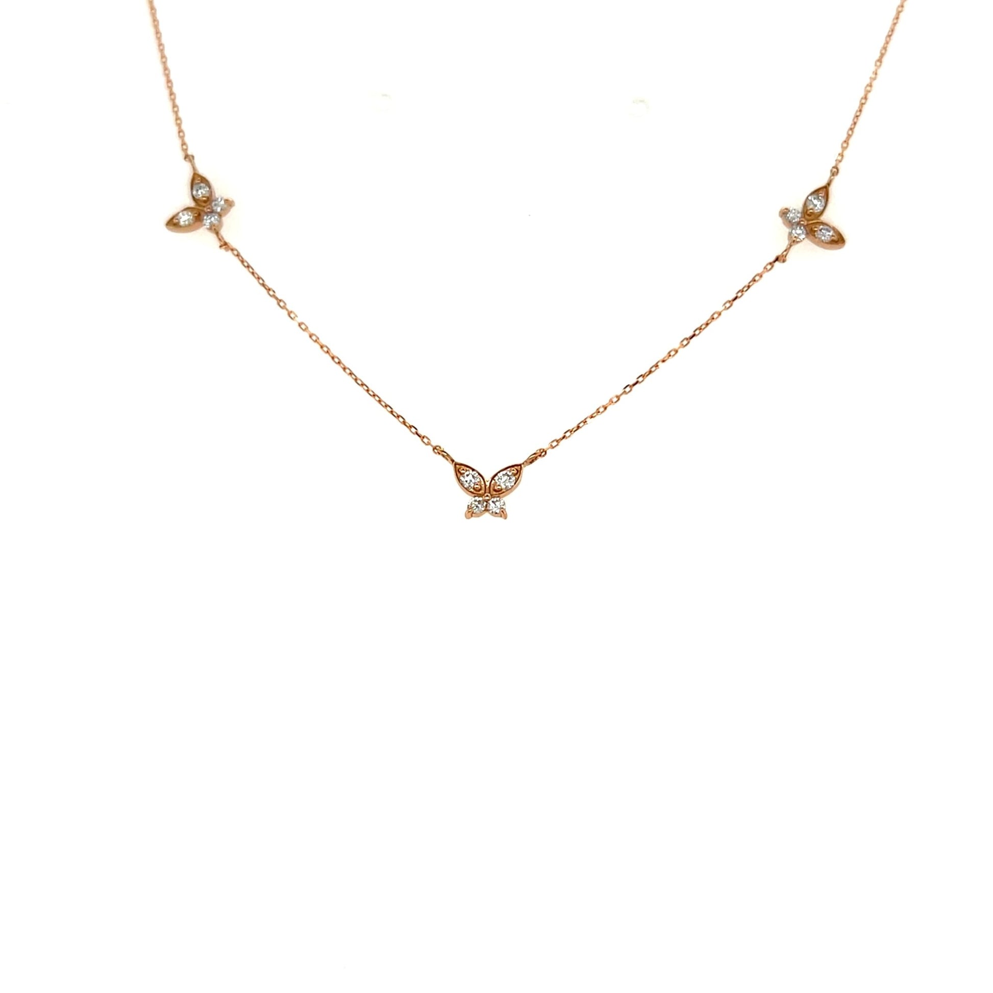 Trio Butterfly Necklace 0.24ct - JMW Jewelry Wholesale