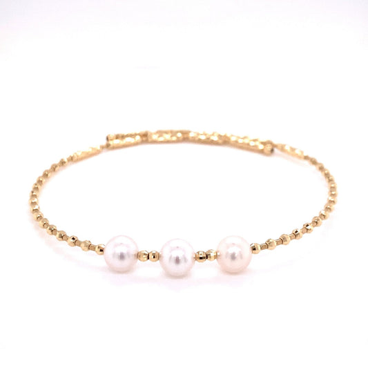 Triple Akoya Pearl Flexi Bangle - JMW Jewelry Wholesale