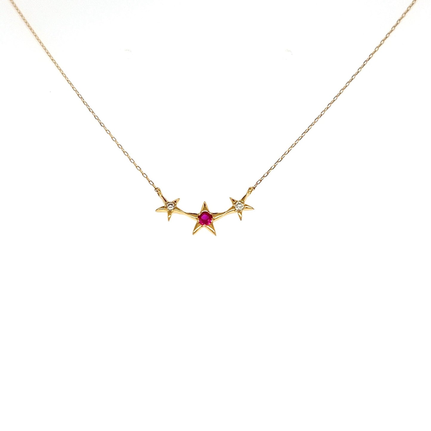 Triple Star Ruby Necklace 0.03/0.02ct - JMW Jewelry Wholesale