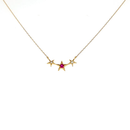 Triple Star Ruby Necklace 0.03/0.02ct - JMW Jewelry Wholesale