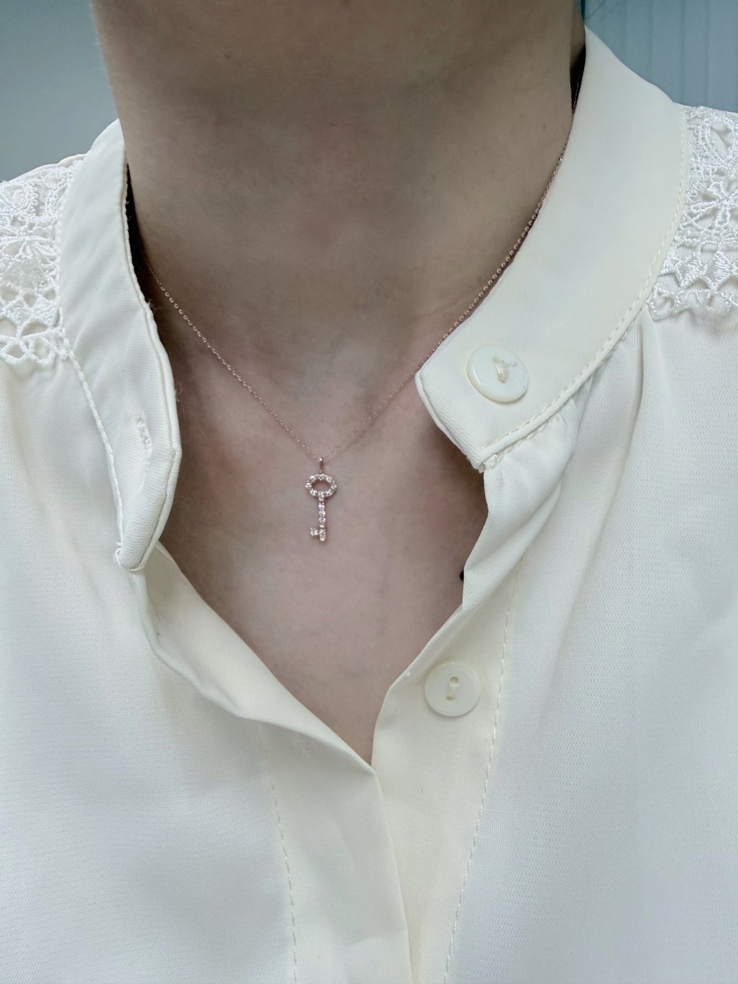 Whole Dia Key Necklace 0.08ct - JMW Jewelry Wholesale