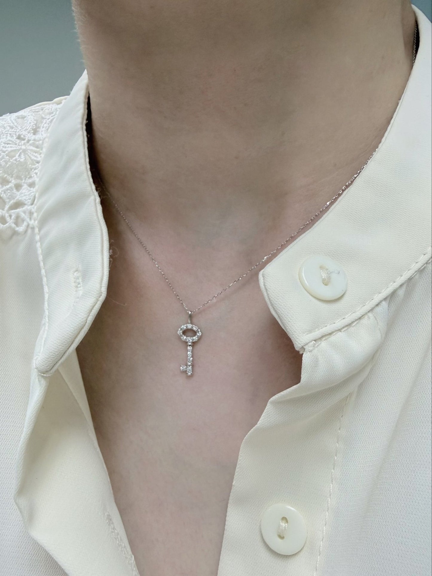 Whole Dia Key Necklace 0.08ct - JMW Jewelry Wholesale