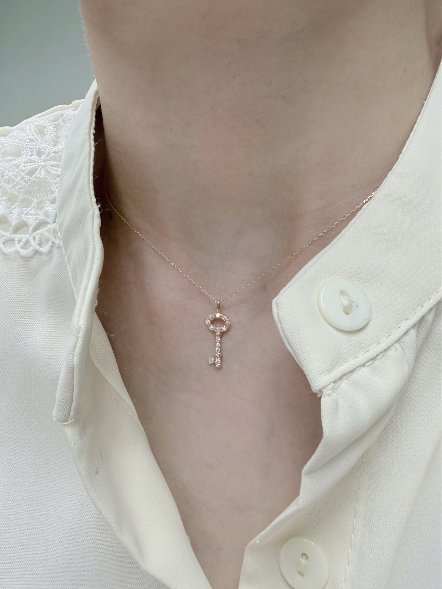 Whole Dia Key Necklace 0.08ct - JMW Jewelry Wholesale