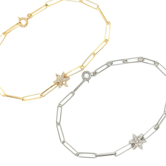 Wide Paperclip Starfish Bracelet 0.2ct - JMW Jewelry Wholesale