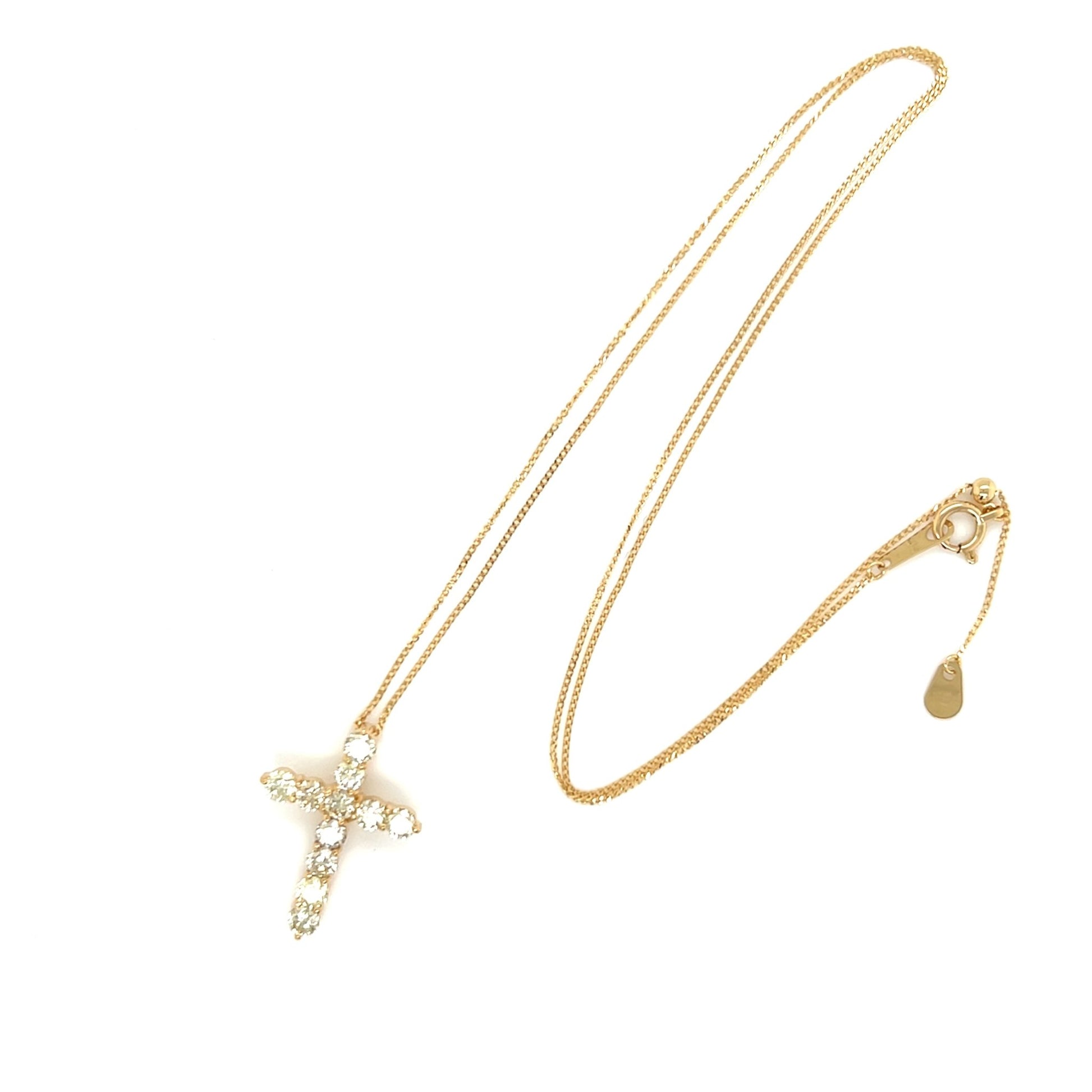 Yellow Dia 11 Dia Cross Necklace 1ct - JMW Jewelry Wholesale