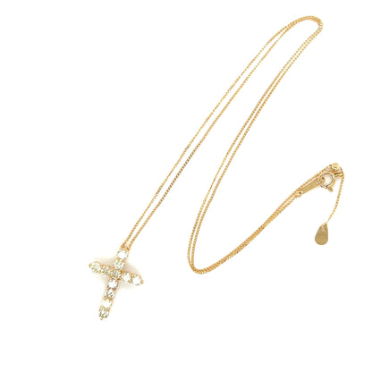 Yellow Dia 11 Dia Cross Necklace 1ct - JMW Jewelry Wholesale