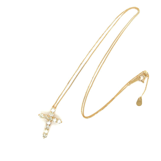 Yellow Dia 11 Dia Cross Necklace 1ct - JMW Jewelry Wholesale