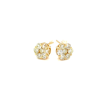 Yellow Dia 7 Dia Flower Earrings 1ct - JMW Jewelry Wholesale
