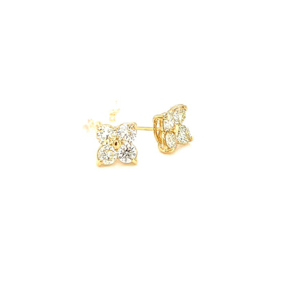 Yellow Dia Four Petal Flower Earrings 1ct - JMW Jewelry Wholesale