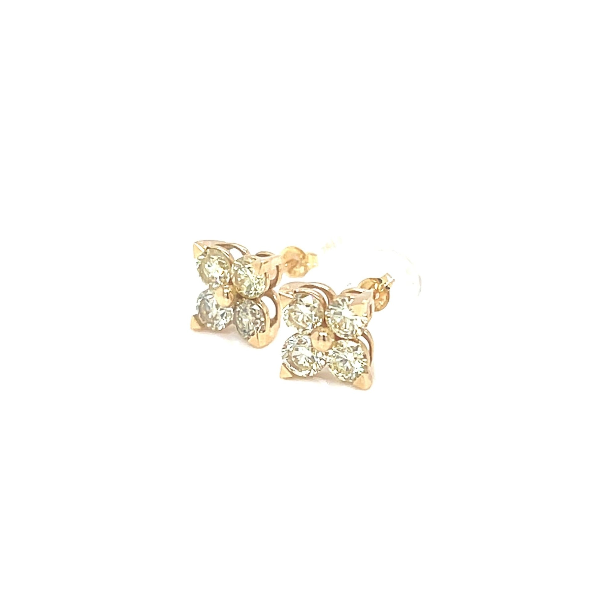 Yellow Diamond Four petal Flower Earrings 0.8ct - JMW Jewelry Wholesale