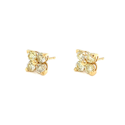 Yellow Diamond Four petal Flower Earrings 0.8ct - JMW Jewelry Wholesale